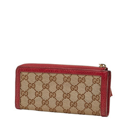 グッチ GGキャンバス バンブー 長財布 306616 ブラウン レッド キャンバス レザー レディース GUCCI 【中古】