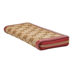 グッチ GGキャンバス バンブー 長財布 306616 ブラウン レッド キャンバス レザー レディース GUCCI 【中古】