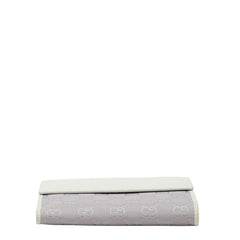 グッチ GGキャンバス 二つ折り財布 143388 パープル ホワイト キャンバス レザー レディース GUCCI 中古