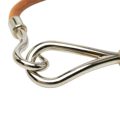 エルメス ジャンボ ブレスレット ブラウン シルバー レザー メタル レディース HERMES 【中古】