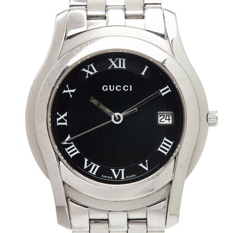 グッチ Gクラス 腕時計 5500M クオーツ ブラック文字盤 ステンレススチール メンズ GUCCI 【中古】