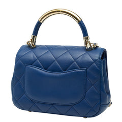 シャネル ココマーク マトラッセ ハンドバッグ トップハンドル ショルダーバッグ 2WAY ブルー ラムスキン レディース CHANEL 【中古】