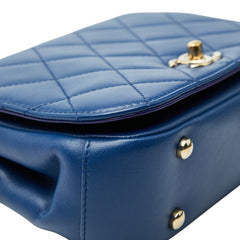 シャネル ココマーク マトラッセ ハンドバッグ トップハンドル ショルダーバッグ 2WAY ブルー ラムスキン レディース CHANEL 【中古】