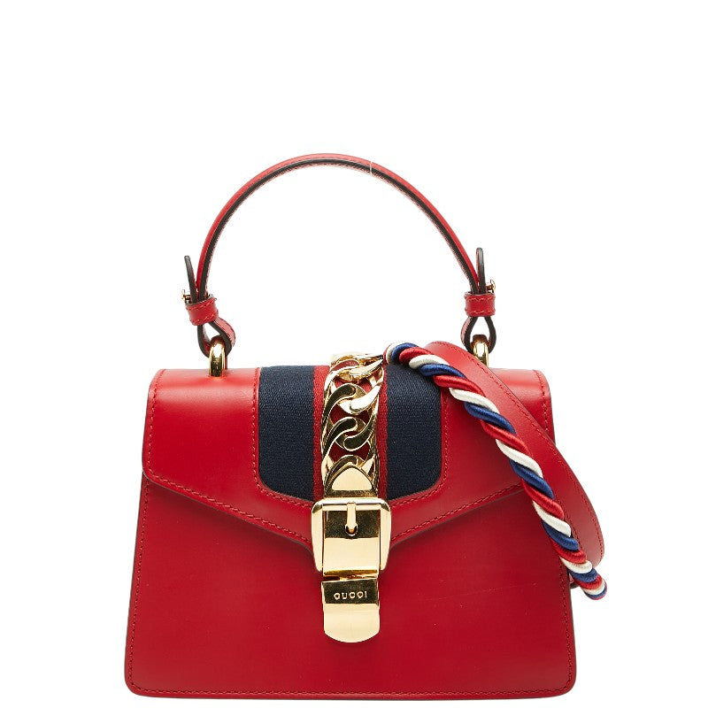 グッチ シルヴィ ハンドバッグ ショルダーバッグ 2WAY 470270 レッド マルチカラー レザー レディース GUCCI 【中古】
