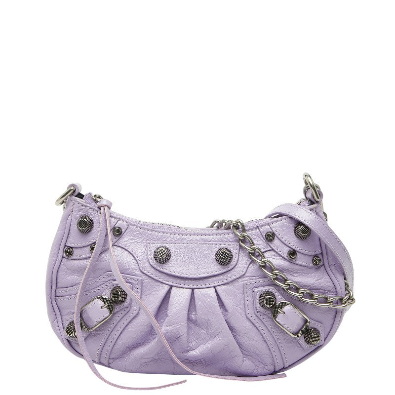 バレンシアガ ル カゴール ミニハンドバッグ ショルダーバッグ 2WAY 695814 パープル レザー レディース BALENCIAGA 【中古】
