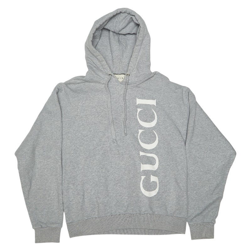 グッチ 20SS ロゴプリント プルオーバー パーカー サイズS 604974 グレー コットン メンズ GUCCI 【中古】