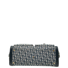 ディオール トロッター ハンドバッグ ネイビー ホワイト キャンバス レザー レディース Dior 【中古】