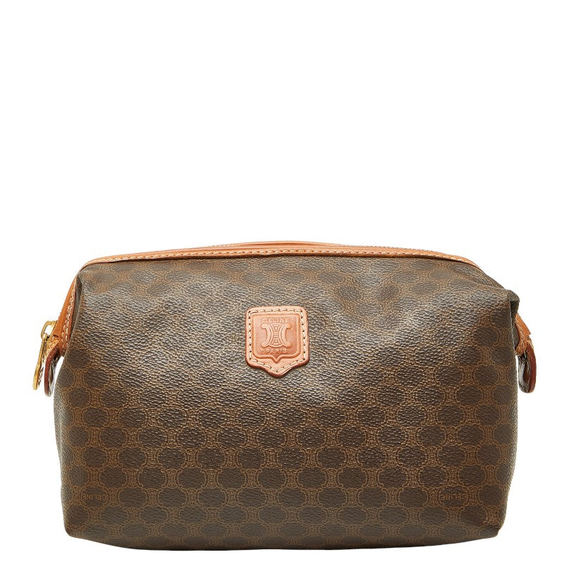 セリーヌ マカダム ポーチ 小物入れ ブラウン PVC レザー レディース CELINE 【中古】