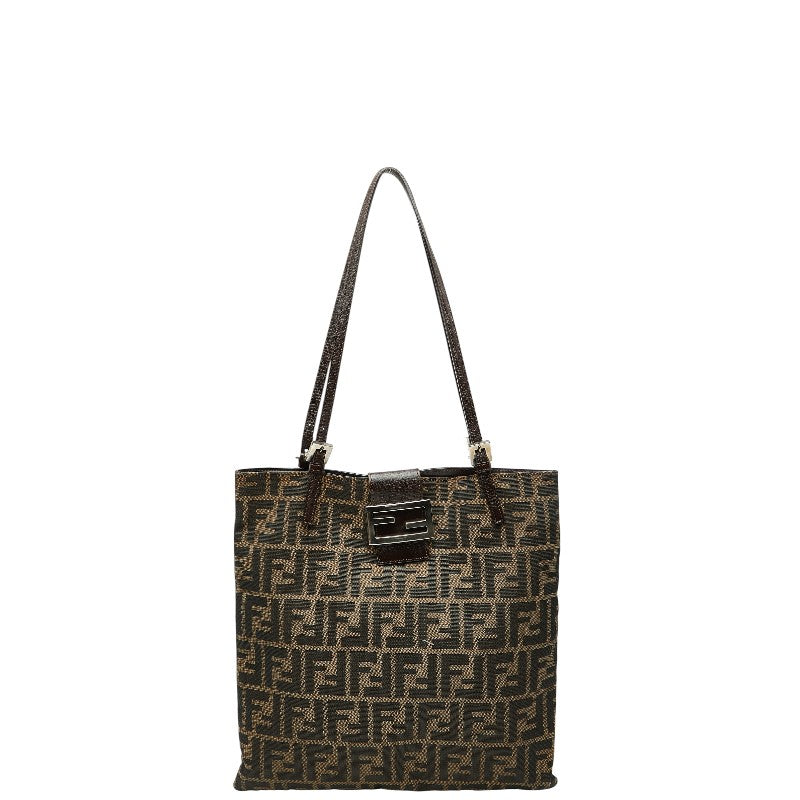 フェンディ ズッカ トートバッグ ブラウン キャンバス レザー レディース FENDI 【中古】