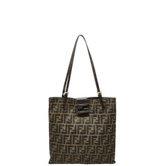 フェンディ ズッカ トートバッグ ブラウン キャンバス レザー レディース FENDI 【中古】