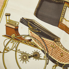 エルメス カレ90 LES VOITURES A TRANSFORMATION 折りたたみ式幌の馬車 スカーフ ベージュ マルチカラー レディース HERMES 【中古】