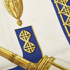 エルメス カレ90 FEUX DE ROUTE 馬車のランタン スカーフ ネイビー アイボリー ゴールド シルク レディース HERMES 【中古】