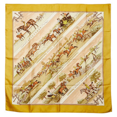 エルメス カレ90 SPORTSMEN スカーフ イエロー マルチカラー レディース HERMES 【中古】