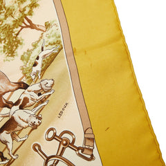 エルメス カレ90 SPORTSMEN スカーフ イエロー マルチカラー レディース HERMES 【中古】