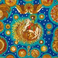 エルメス カレ90 LE ROY SOLEIL 太陽王 スカーフ ブルー マルチカラー レディース HERMES 【中古】