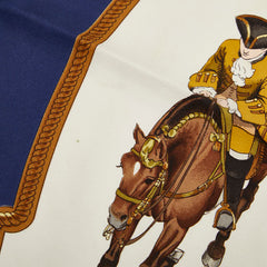 エルメス カレ90 REPRISE 乗馬風景 スカーフ ネイビー マルチカラー レディース HERMES 【中古】