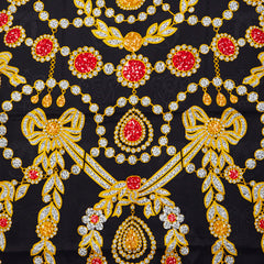 カルティエ ジュエリー 宝石柄 スカーフ イエロー マルチカラー シルク レディース CARTIER 【中古】