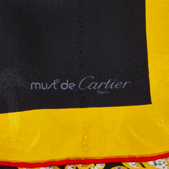 カルティエ ジュエリー 宝石柄 スカーフ イエロー マルチカラー シルク レディース CARTIER 【中古】