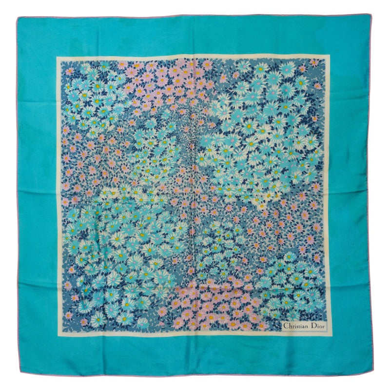 ディオール フラワー 花柄 スカーフ ライトブルー マルチカラー レディース Dior 【中古】