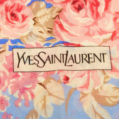サンローラン フラワー モチーフ スカーフ ブルー マルチカラー カシミヤ シルク レディース SAINT LAURENT 【中古】