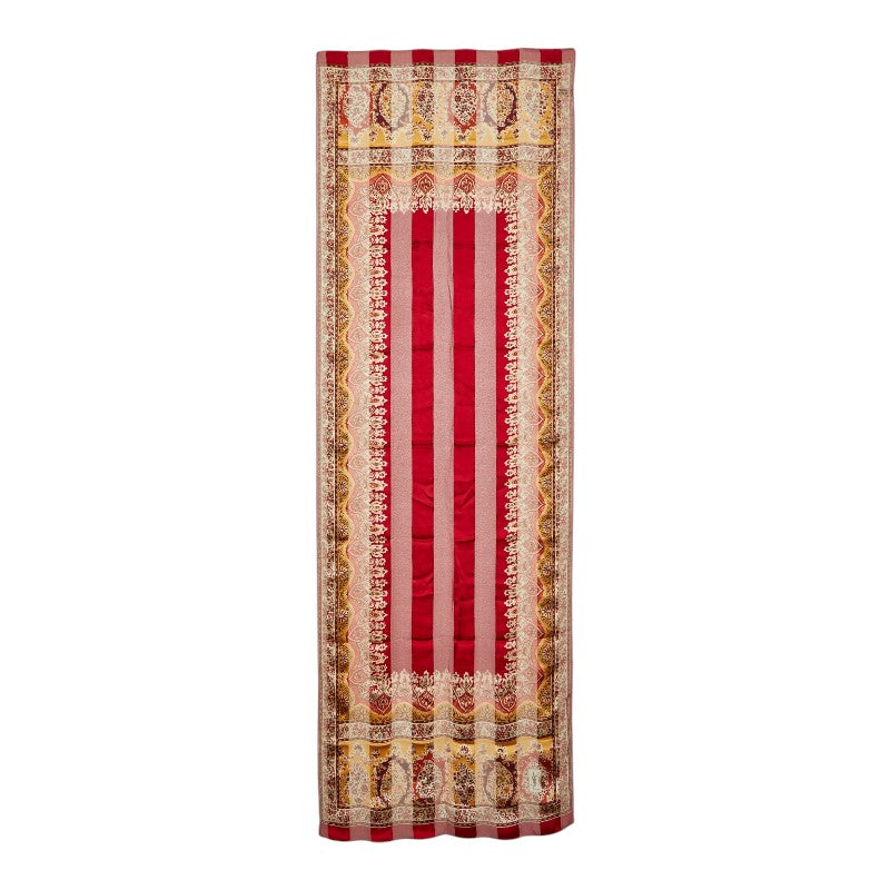 サンローラン YSLロゴ 花柄 スカーフ レッド シルク レディース SAINT LAURENT 【中古】