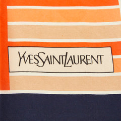 サンローラン ストライプ スカーフ オレンジ ネイビー シルク レディース SAINT LAURENT 【中古】