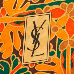 サンローラン YSLロゴ 花 フラワー モチーフ スカーフ レッド シルク レディース SAINT LAURENT 【中古】