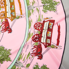 エルメス カレ90 JEU DES OMNIBUS ET DAMES BLANCHES オムニバスと貴婦人のゲーム スカーフ ピンク シルク レディース HERMES 【中古】