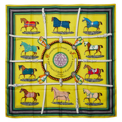 エルメス カレ90 editees par 競走馬 スカーフ イエロー マルチカラー レディース HERMES 【中古】