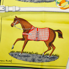 エルメス カレ90 editees par 競走馬 スカーフ イエロー マルチカラー レディース HERMES 【中古】