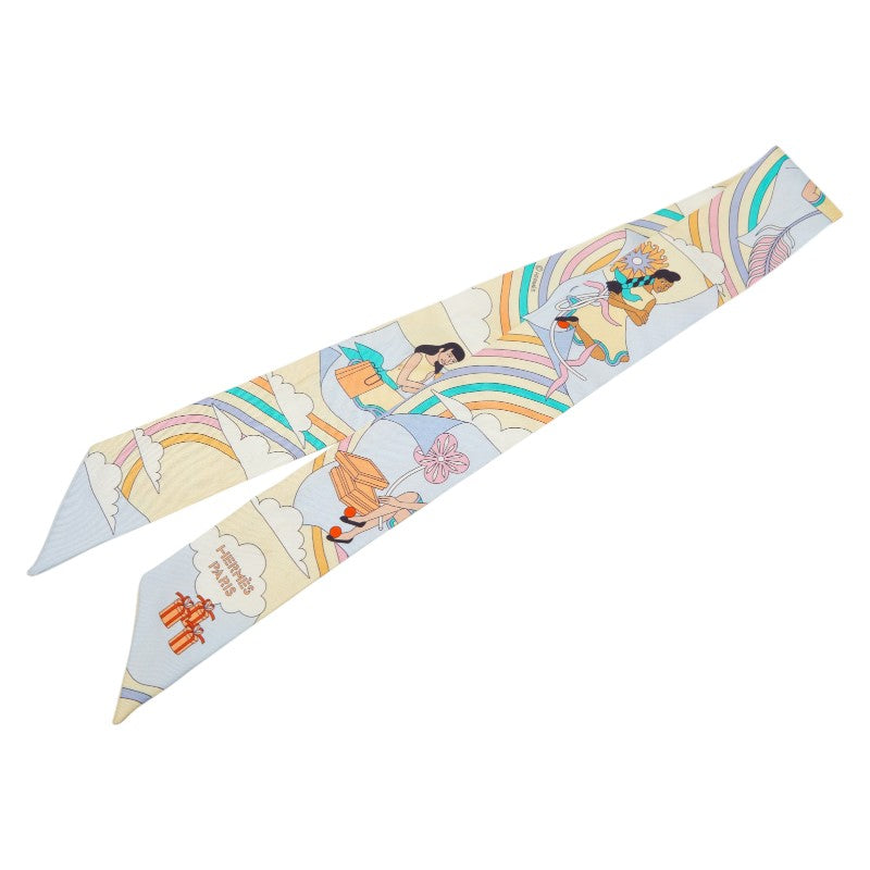 エルメス ツイリー CARRES VOLANTS 空飛ぶカレ スカーフ ホワイト マルチカラー レディース HERMES 【中古】
