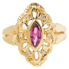 K18YG イエローゴールド ルビー0.37ct ダイヤ0.04ct リング 指輪 レディース 11.5号 【中古】