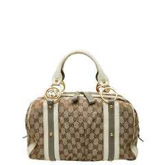 グッチ GGキャンバス ハンドバッグ ミニボストンバッグ 223953 ベージュ ホワイト キャンバス レザー レディース GUCCI 【中古】