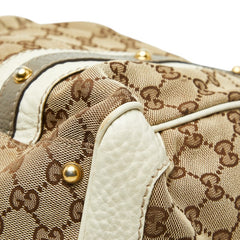 グッチ GGキャンバス ハンドバッグ ミニボストンバッグ 223953 ベージュ ホワイト キャンバス レザー レディース GUCCI 【中古】
