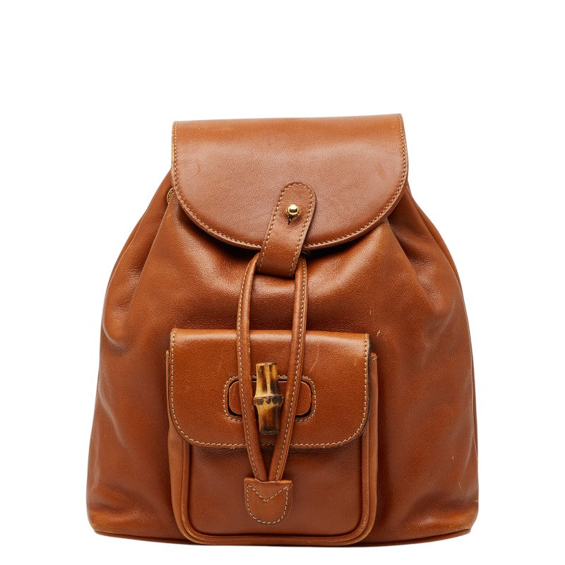 グッチ バンブー リュック バックパック 03 2265 0030 ブラウン レザー レディース GUCCI 【中古】