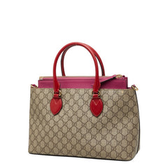 グッチ GGスプリーム ハンドバッグ ショルダーバッグ 2WAY 409534 ベージュ ピンク レッド PVC レザー レディース GUCCI 【中古】