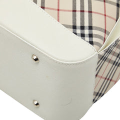 バーバリー ノバチェック ハンドバッグ ベージュ マルチカラー キャンバス レザー レディース BURBERRY 【中古】