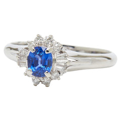 Pt900 プラチナ サファイア0.59ct ダイヤ0.19ct リング 指輪 レディース 17号 【中古】