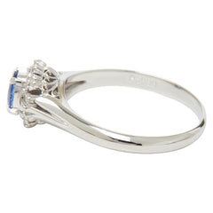 Pt900 プラチナ サファイア0.59ct ダイヤ0.19ct リング 指輪 レディース 17号 【中古】