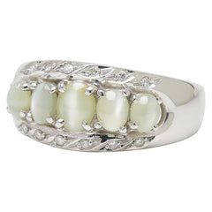Pt900 プラチナ キャッツアイ1.39ct ダイヤ0.06ct リング 指輪 レディース 11.5号 【中古】
