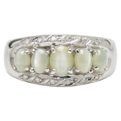 Pt900 プラチナ キャッツアイ1.39ct ダイヤ0.06ct リング 指輪 レディース 11.5号 【中古】
