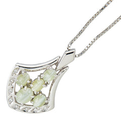 Pt900 プラチナ Pt850 プラチナ キャッツアイ1.49ct ダイヤ0.04ct ネックレス レディース 【中古】