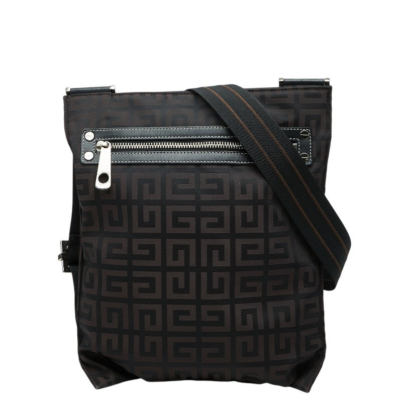 ジバンシー ロゴ 斜め掛け ショルダーバッグ ブラック ブラウン ナイロン レディース Givenchy 中古