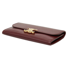 セリーヌ トリオンフ 長財布 ワインレッド ボルドー レザー レディース CELINE 中古