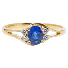 K18YG イエローゴールド サファイア0.72ct ダイヤ0.08ct リング 指輪 レディース 11.5号 【中古】