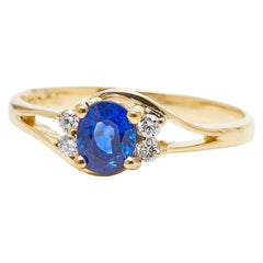 K18YG イエローゴールド サファイア0.72ct ダイヤ0.08ct リング 指輪 レディース 11.5号 【中古】