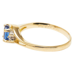 K18YG イエローゴールド サファイア0.72ct ダイヤ0.08ct リング 指輪 レディース 11.5号 【中古】