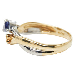 K18YG イエローゴールド Pt900 プラチナ サファイア0.35ct ダイヤ0.03ct リング 指輪 レディース 12号 【中古】