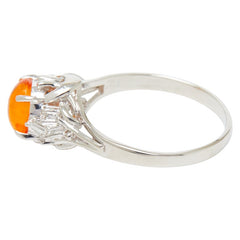 Pt900 プラチナ ファイアオパール0.77ct ダイヤ0.11ct リング 指輪 レディース 14号 【中古】