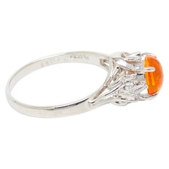 Pt900 プラチナ ファイアオパール0.77ct ダイヤ0.11ct リング 指輪 レディース 14号 【中古】